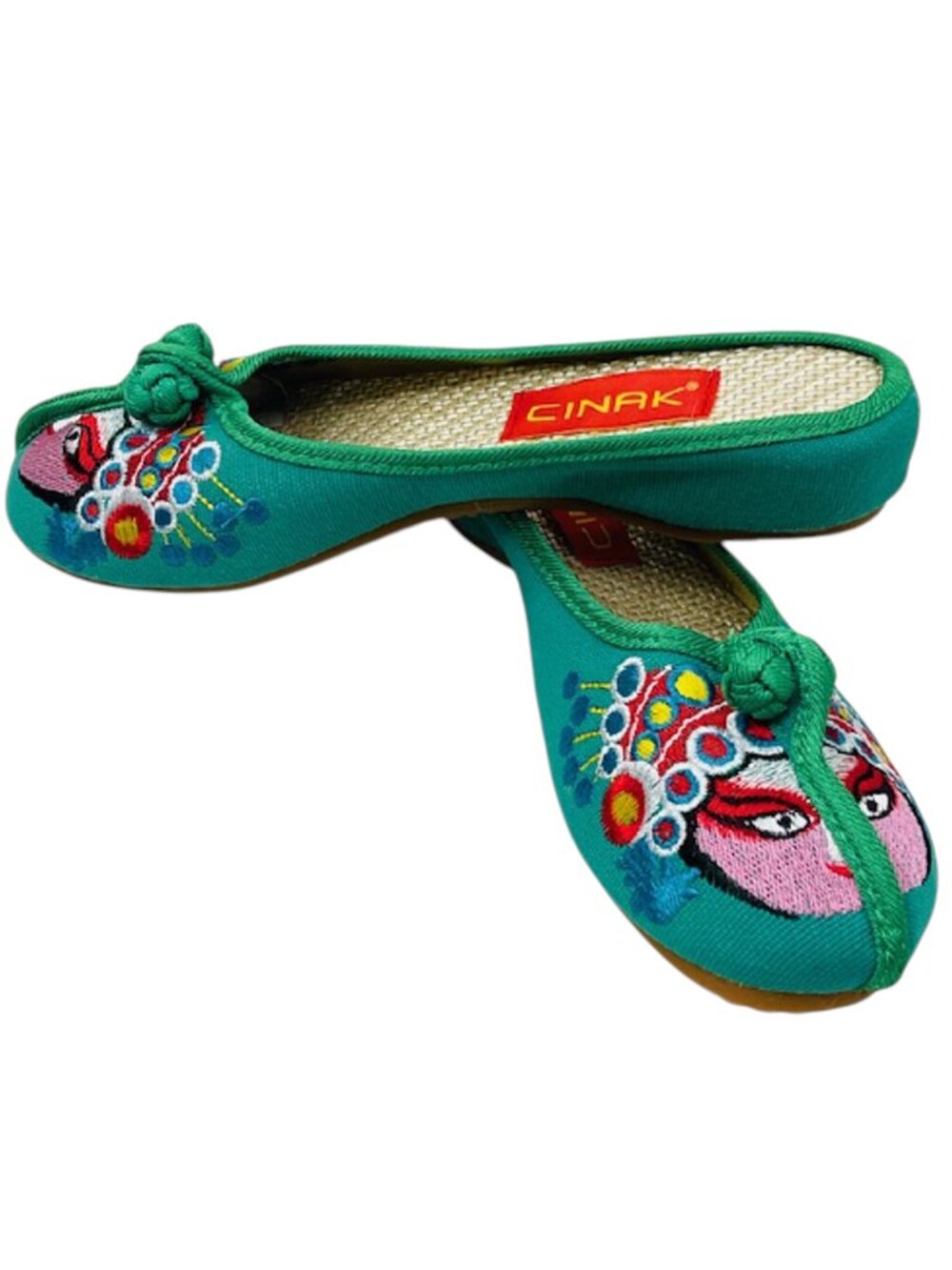 Green Embroidered Opera Flats | Backless Mules | Statement Piece - Picture 4 of 7